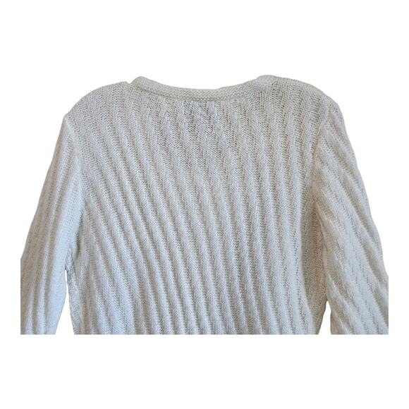 ROMEO & JULIET COUTURE L Cardigan Sweater Cream Ruffle Wool Blend Fairytale 40" - Picture 6 of 9